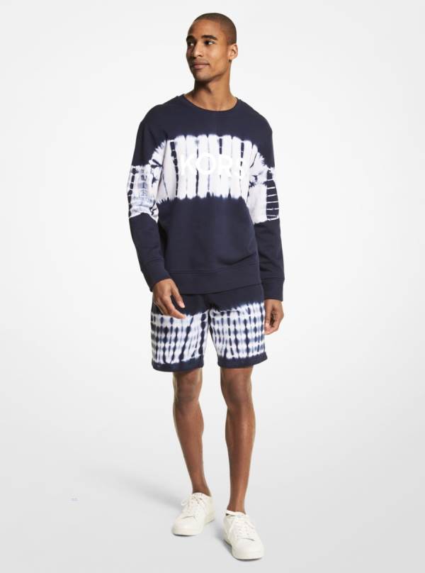 Panske Mikiny Michael Kors Logo Tie Dye Cotton Indigo - Oblecenie Michael Kors Outlet | YUEBZ-9543